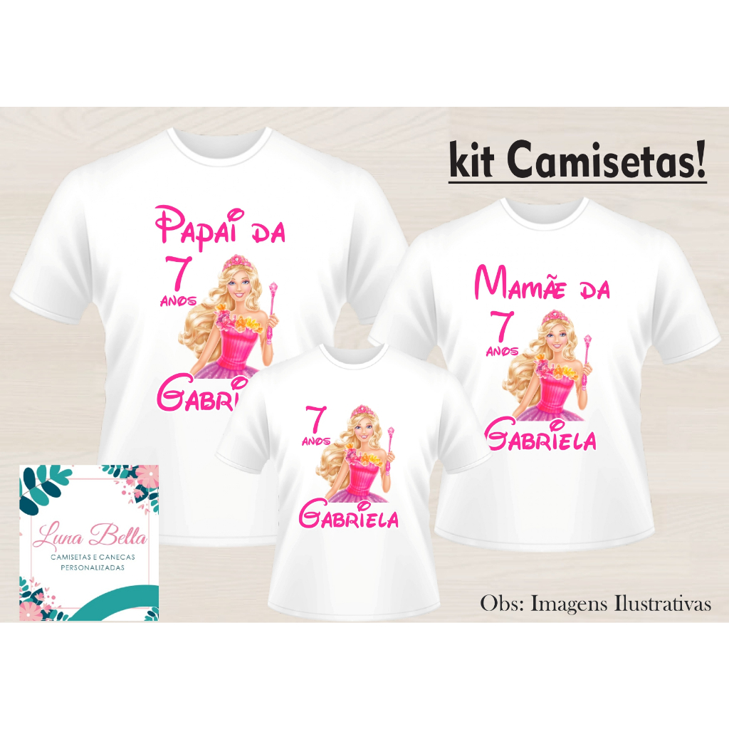 Camiseta Infantil ou Adulta Personalizada Barbie 2