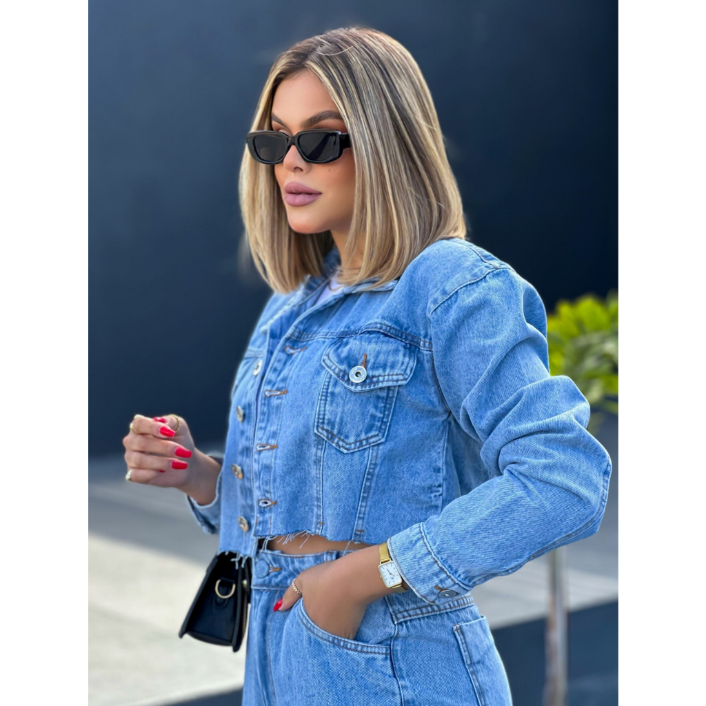 kissmelady 8161 8036 jaqueta jeans feminina cropped Roupas