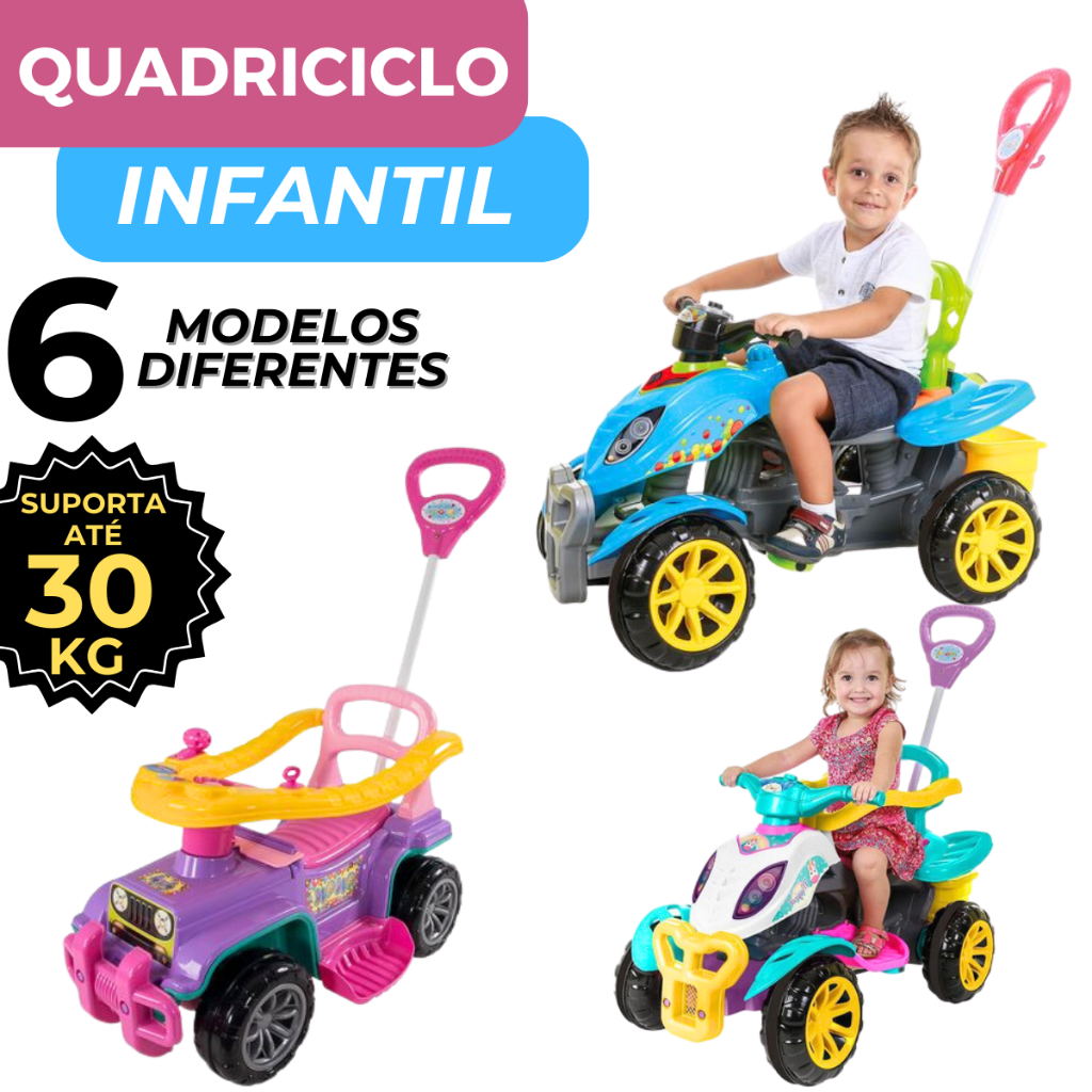 Triciclo Infantil Criança 12 Meses a 23 Kg Com Empurrador Fox