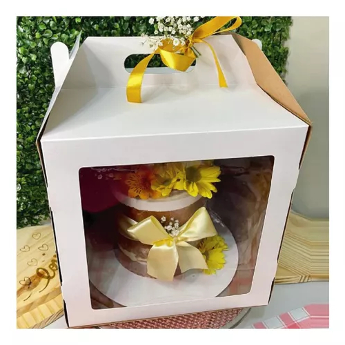 Caixas Bolo Alto Cake Box 18x18x18cm Com alça e Visor Confei