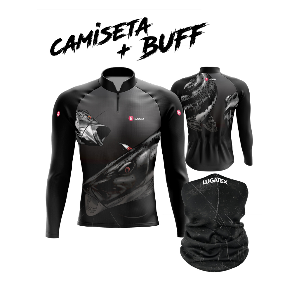 Camiseta de Pesca + Buff Com Proteção Solar UV+50