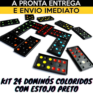 Jogo De Domino 28 Peças Reforçadas Lata Decorativa Colorida