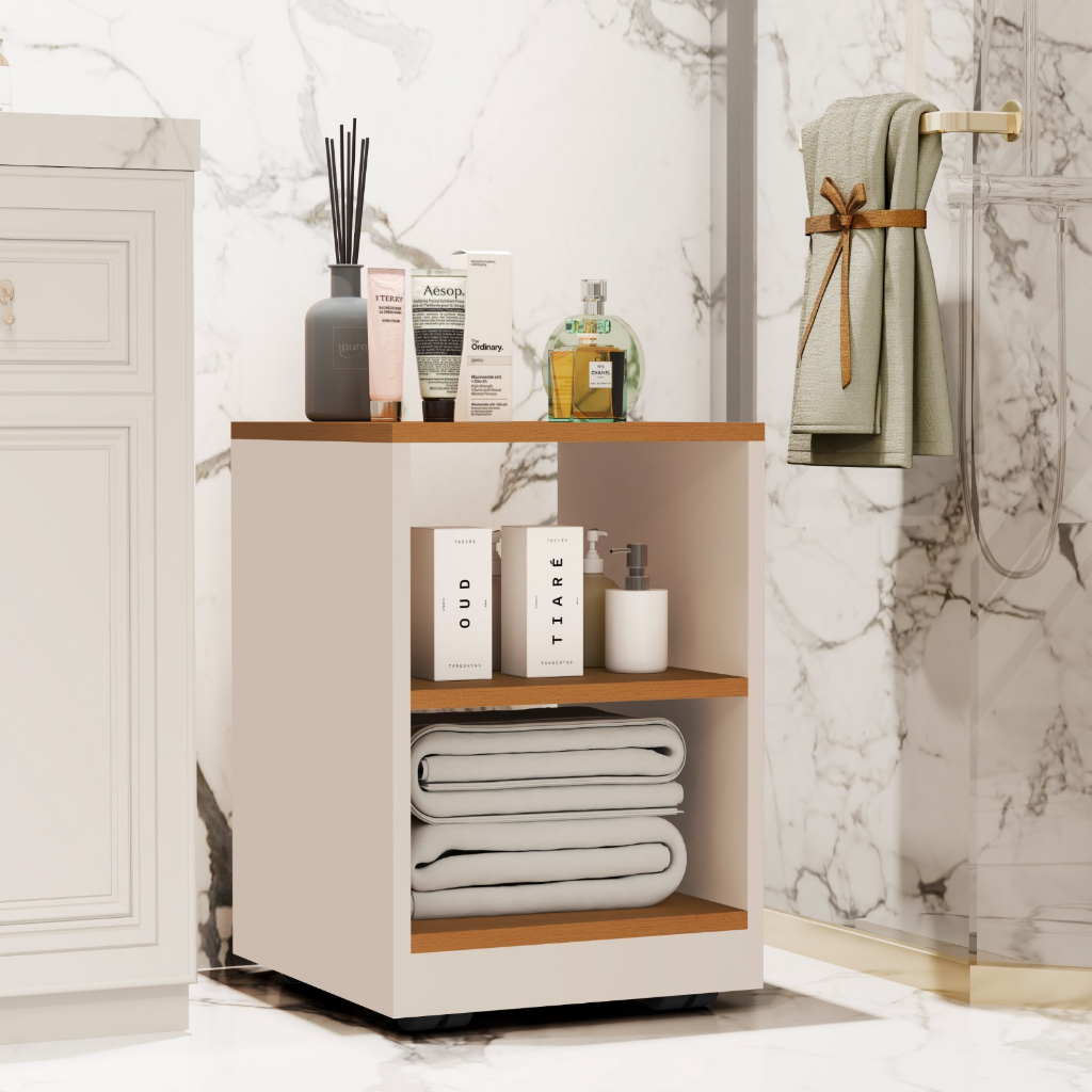 Mult Uso Gabinete funcional Flex Banheiro Carrinho Com Rodizios para Acessorios Decore - Shark Moveis