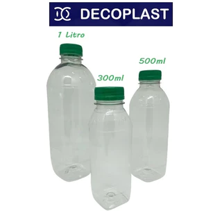 Garrafas PET Transparente com Tampa Lacre Verde Decoplast
