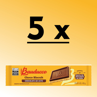 Kit 5 Biscoito Choco Biscuit Chocolate ao Leite Bauducco 80g