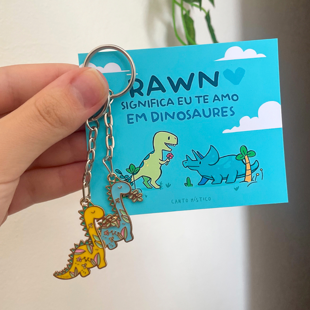 Conjunto de Chaveiros Casal/Amizade Dinossauros Presente Namoro