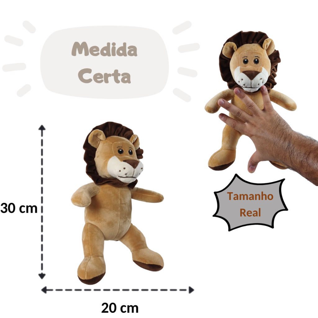 Leão Pelúcia Safari 30cm Macio Presente Decoração Quarto Nicho