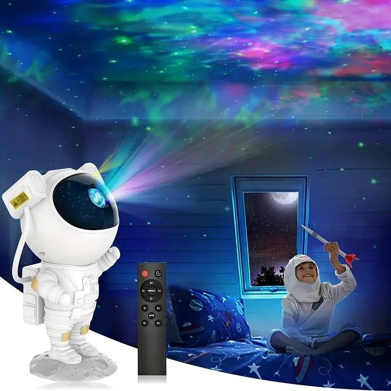 Luz noturna de projeção de estrela de astronauta, alimentada por USB, com temporizador e controle remoto, luz de nebulosa Galaxy