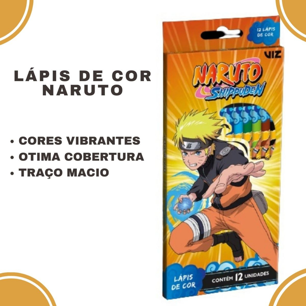 Lápis de Cor TRIS Naruto Uzumaki 12 Cores