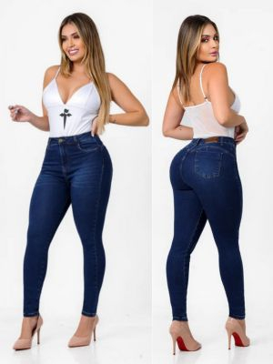 Calça jeans Feminina Skinny Modeladora Cintura Alta Empina Bumbum