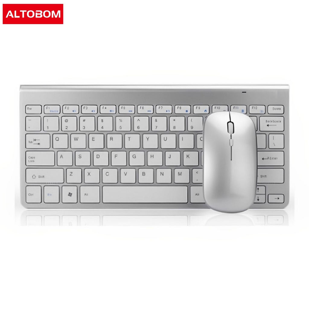 Kit Teclado + Mouse Sem Fio Slim Estilo Branco 2.4ghz