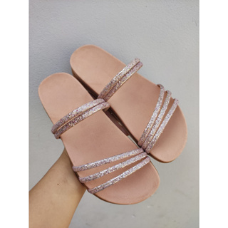 Sandália Feminina Brilho Papete Birken Gliter Rasteirinha Leve