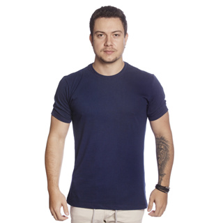 Camiseta Masculina 100% Algodao 30.1 Penteado Camisa Gola Redonda