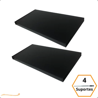 2 PrateleiraS 30x15 Com Suporte Invisivel Flutuante Mdf Preto Organização Para Cozinha Banheiro Quarto Dormitorio Sala Lavabo Area Gourmet Escritorio Casa Lavanderia Parede Decorativa Tabua 30cm Madeira Flutuante 30 Cm x 15 Cm Preta