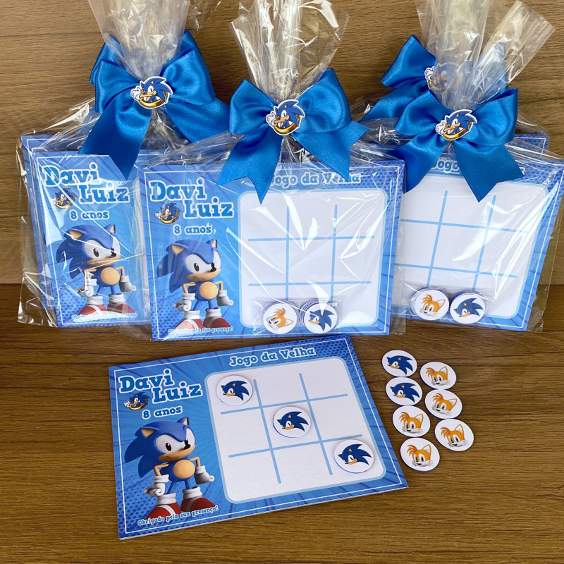 kit Lembrancinha Aniversário Sonic 10 Jogos da Memória Personalizados