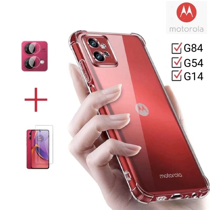 Para Motorola Moto G84 G54 G14 +Capa Capinha Transparente+ Película De Vidro Temperado +Vidro de Câmera Temperado