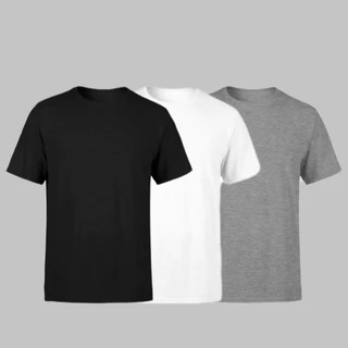 Camiseta Básica Lisa Branca Preto Cinza Camisetas Tradicional 100% Algodão Malha 30.1