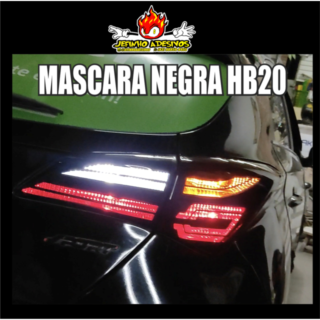 Aplique Adesivo Lanterna HB20 Máscara Negra