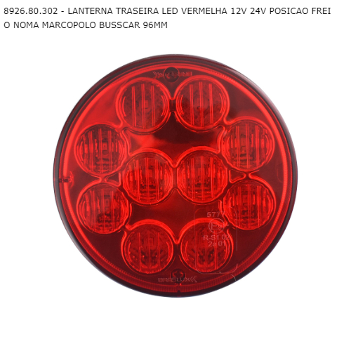 Jogo de 10 Lâmpadas Autopoli Led Ba15s-21 1 Polos Vermelho 30w 12v