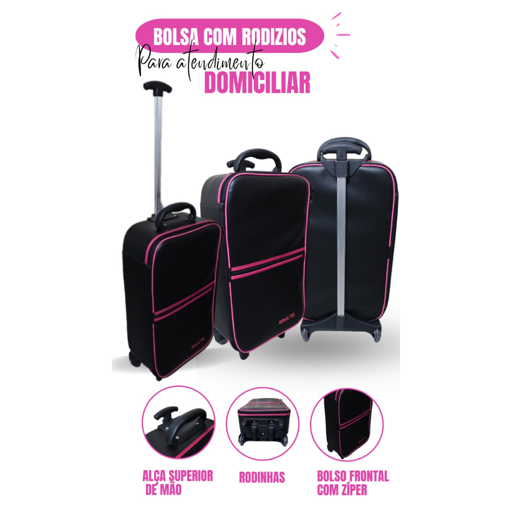 Mala Com Rodinhas P/manicures Bolsa Feminina Maleta P/esmaltes Maquiagem Atendimento Manicures Home Oficce