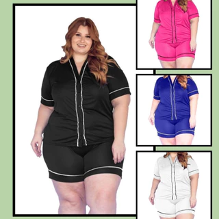 Baby Doll Plus Size Pijama Americado Feminino Cirurgico com Botões Blogueira