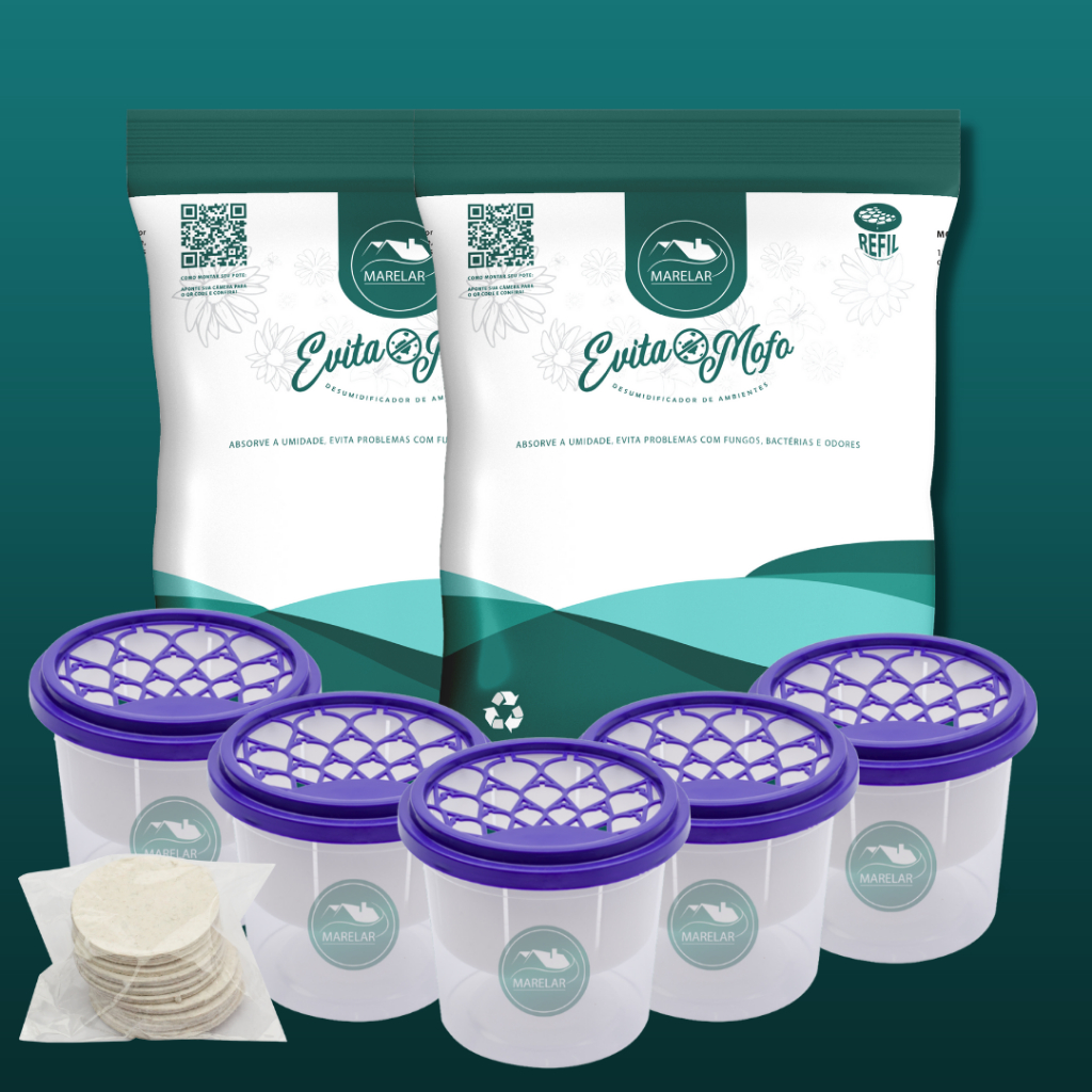 Cloreto De Cálcio Antimofo - 2kg + 5 Potes + 10 discos