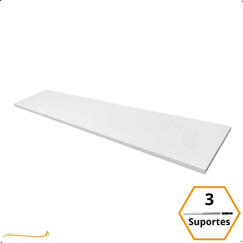 1 Prateleira 100x20 Com Suporte Invisível Flutuante Mdf Branco Organização Para Cozinha Banheiro Quarto Dormitorio Sala Lavabo Area Gourmet Escritorio Casa Lavanderia Parede Decorativa Tabua 100cm Madeira Flutuante 100 Cm x 20 Cm Branca