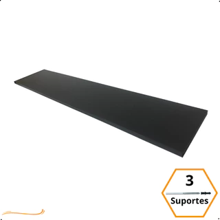 1 Prateleira 100x20 Com Suporte Invisível Flutuante Mdf Preto Organização Para Cozinha Banheiro Quarto Dormitorio Sala Lavabo Area Gourmet Escritorio Casa Lavanderia Parede Decorativa Tabua 100cm Madeira Flutuante 100 Cm x 20 Cm Preta
