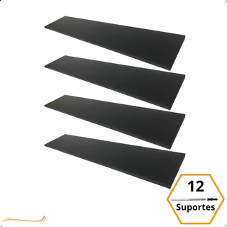 4 Prateleiras 100x20 Com Suporte Invisível Flutuante Mdf Preto Organização Para Cozinha Banheiro Quarto Dormitorio Sala Lavabo Area Gourmet Escritorio Casa Lavanderia Parede Decorativa Tabua 100cm Madeira Flutuante 100 Cm x 20 Cm Preta