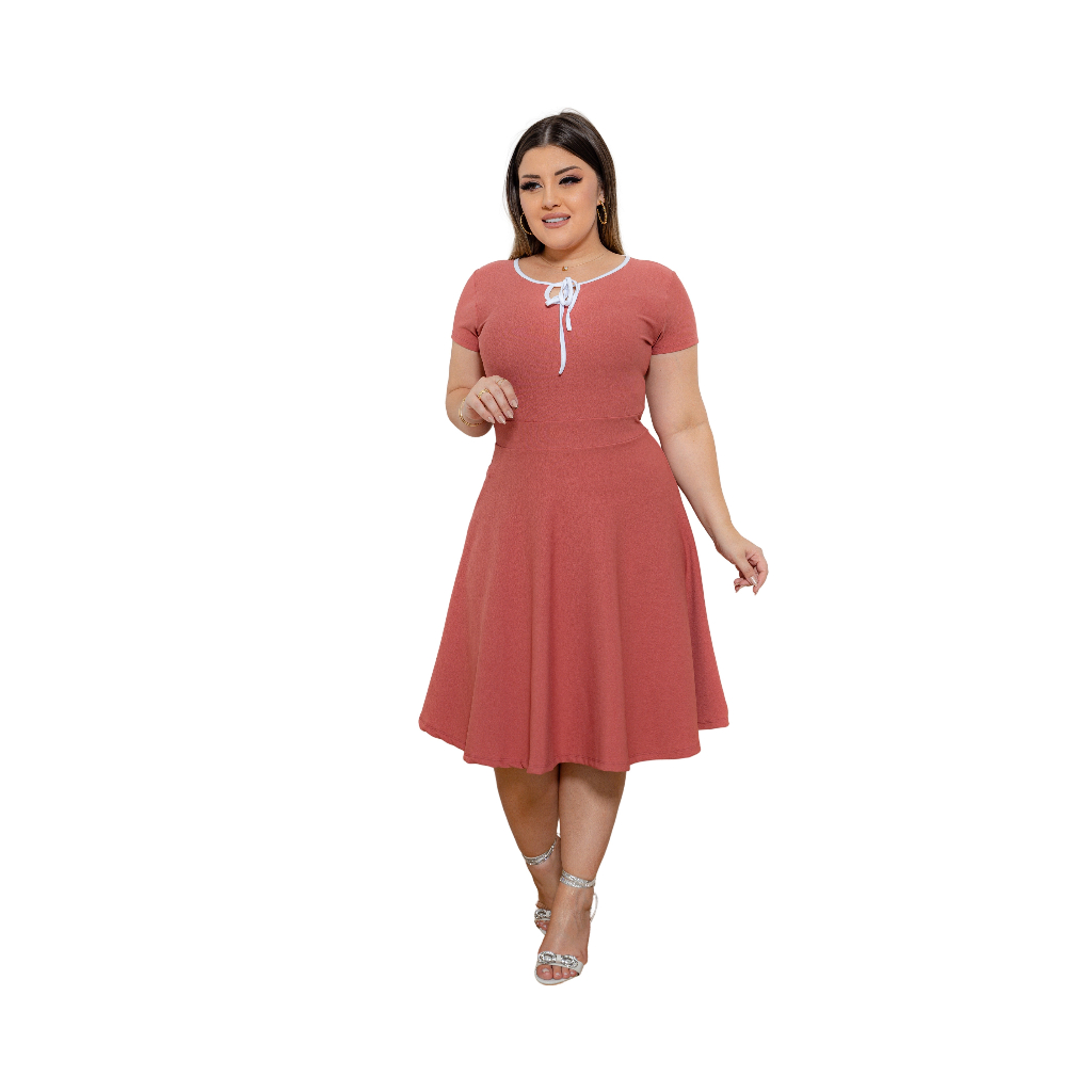 Vestido Moda Evangelica Crista Rodado Laço Princesa Moda