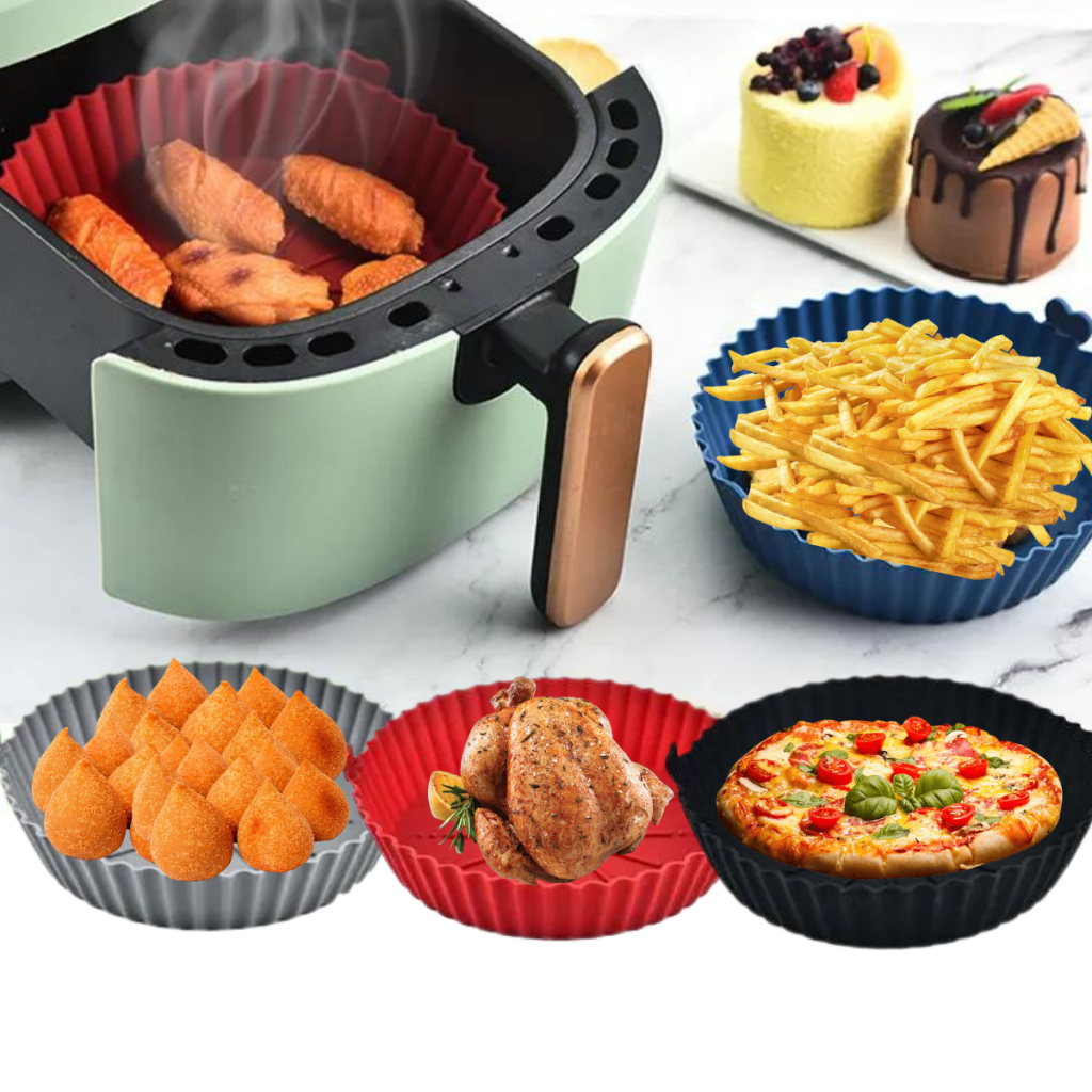 Kit 25 papel para air fryer descatavel quadrado frite com limpeza