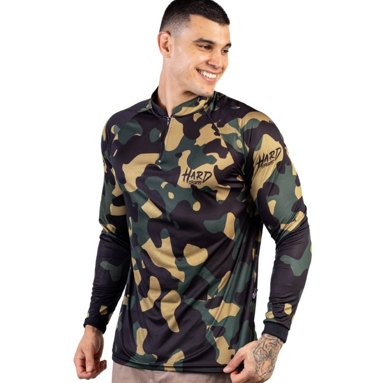 Camisa Camiseta Blusa Camuflada Verde Exercito Proteção Uv50 Dryfit Pesca Camping Tiro Caça