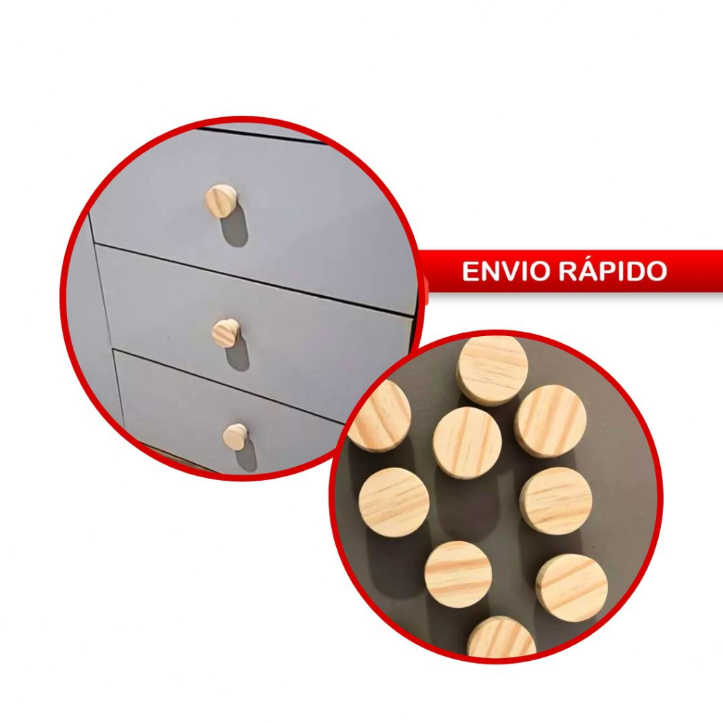 Kit Puxador de Porta Gaveta Armario Guarda Roupa Madeira Natural ...