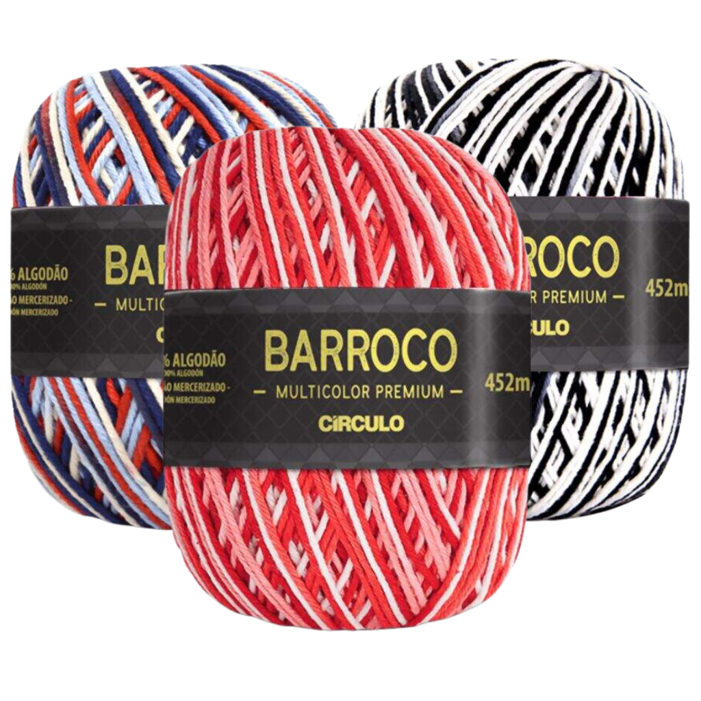 Fio Barroco Multicolor Premium Crochê 452m n°6 400g (885 Tex) | Shopee  Brasil