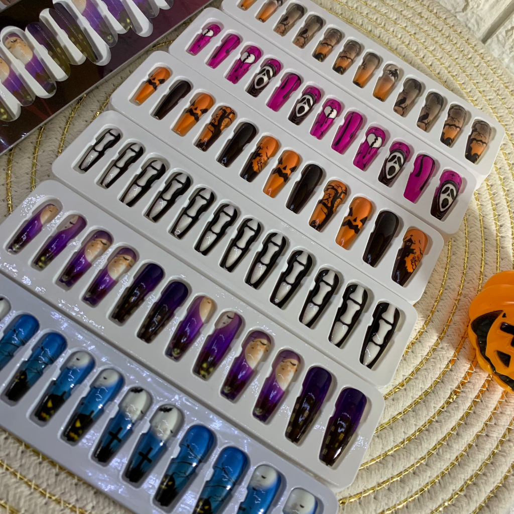 Unhas Postiças Compridas Decoradas Unhas Postiças Pintadas Desenhadas ...