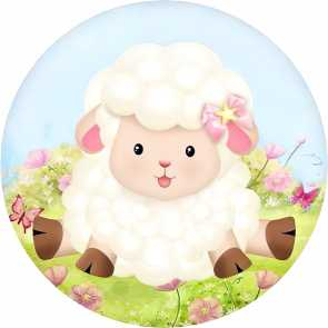 Painel Ovelha Cute, Redondo Microfibra Premium 150x150 C/ elástico, Premium!!