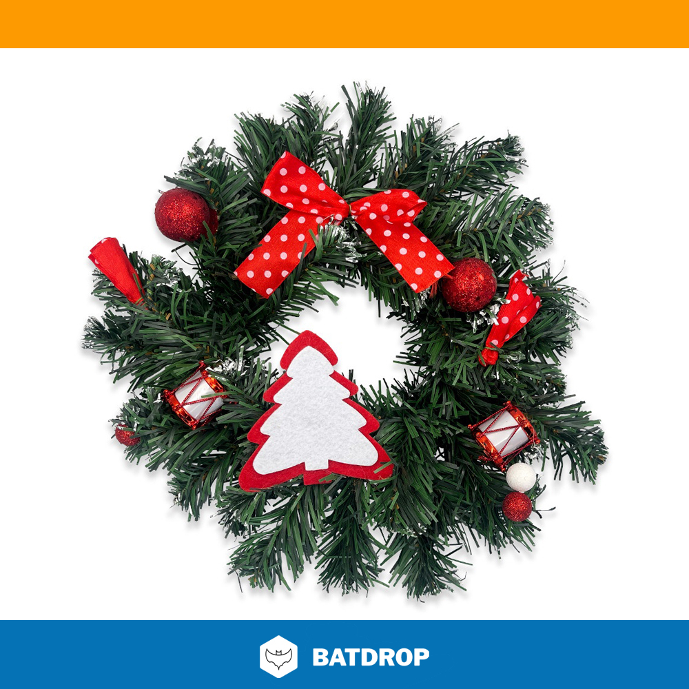 Guirlanda De Natal Cerejas Laço Top Luxo 25 Cm Média