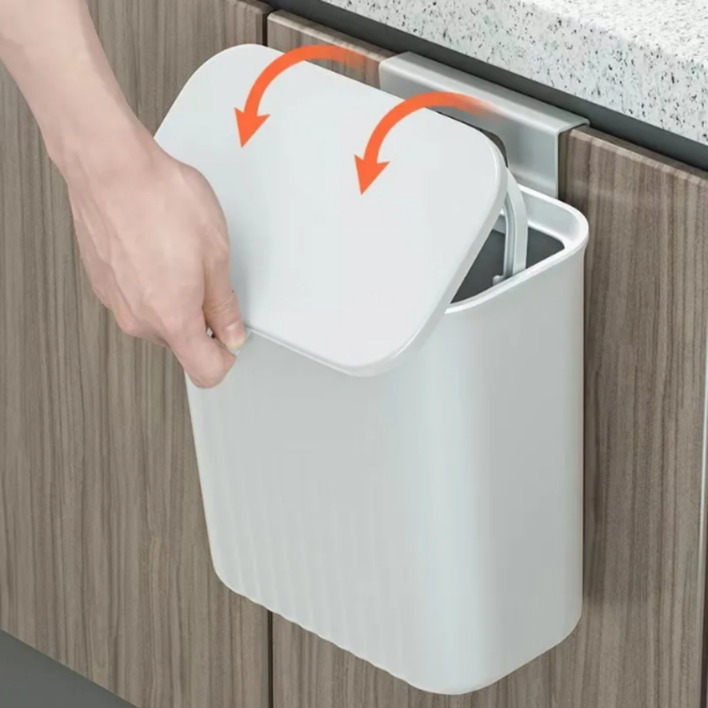 Lixeira Suspensa Sem Furos Para a Cozinha Na Parede 9L De Lixo Anti Odor