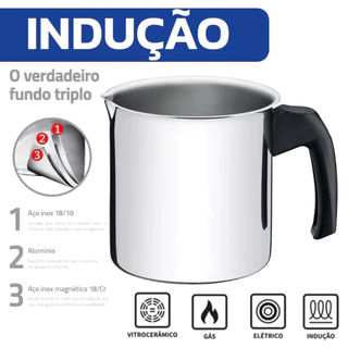 Fervedor de Indução tramontina Aço Inox Com Cabo de Baquelite 12cm