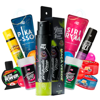 Kit 10 Produtos Sex Shop Erótico Garganta Profunda e Géis Íntimos Comestíveis Bolinhas Explosivas