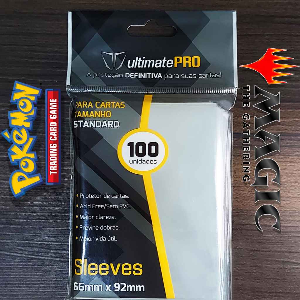 Magic e Pokémon Protetores de Cartas Sleeves Transparentes 100 Unidades não e dragonshield nem central