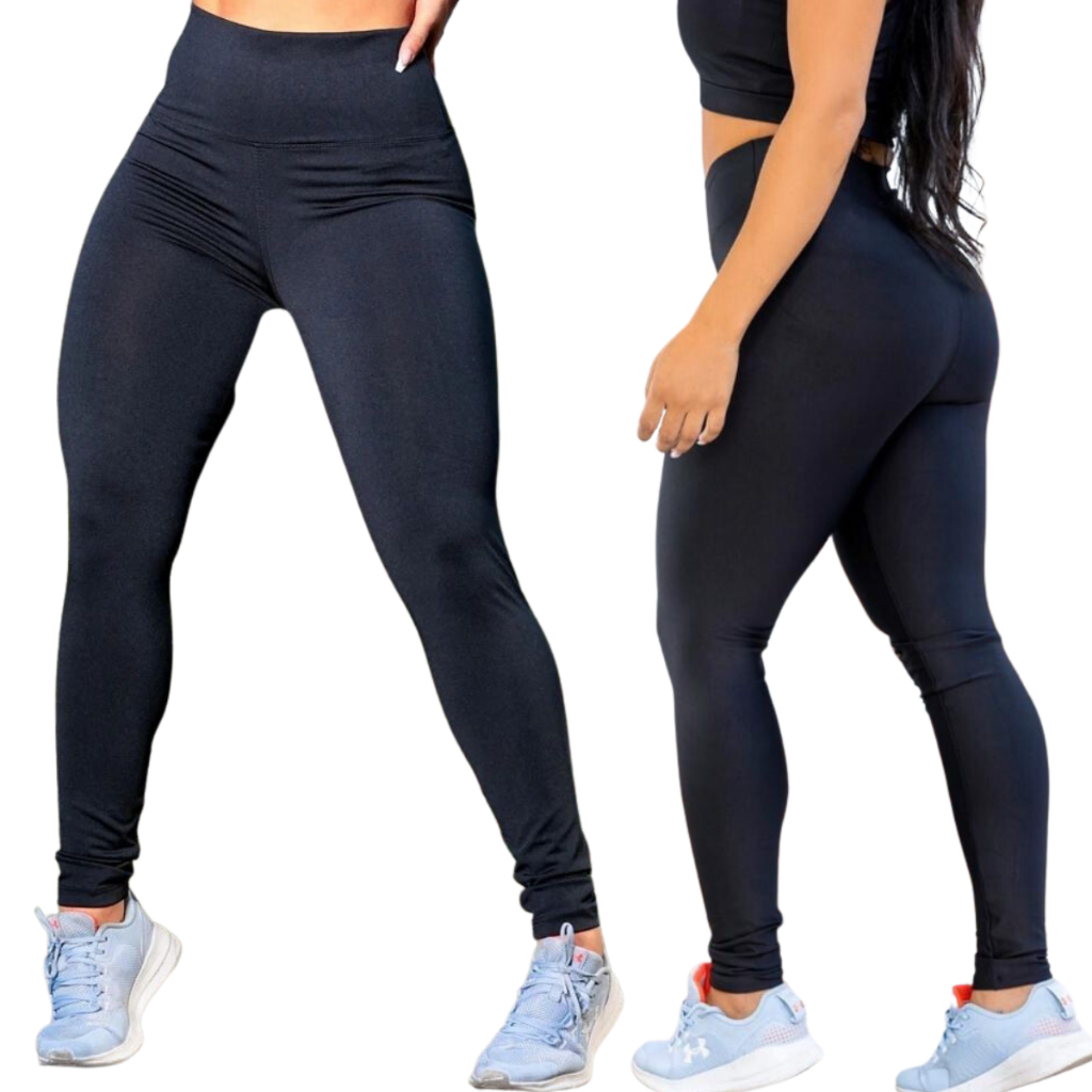 Calça Legging Feminina Leg Montaria Cintura Alta Preta Bolso Faca 34 ao 60