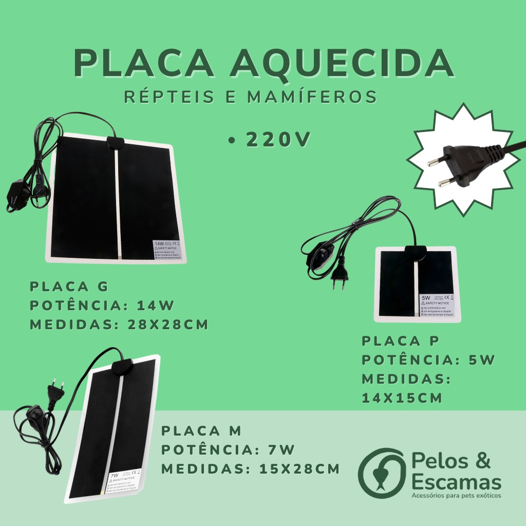 Placa aquecida para répteis e mamíferos 220V