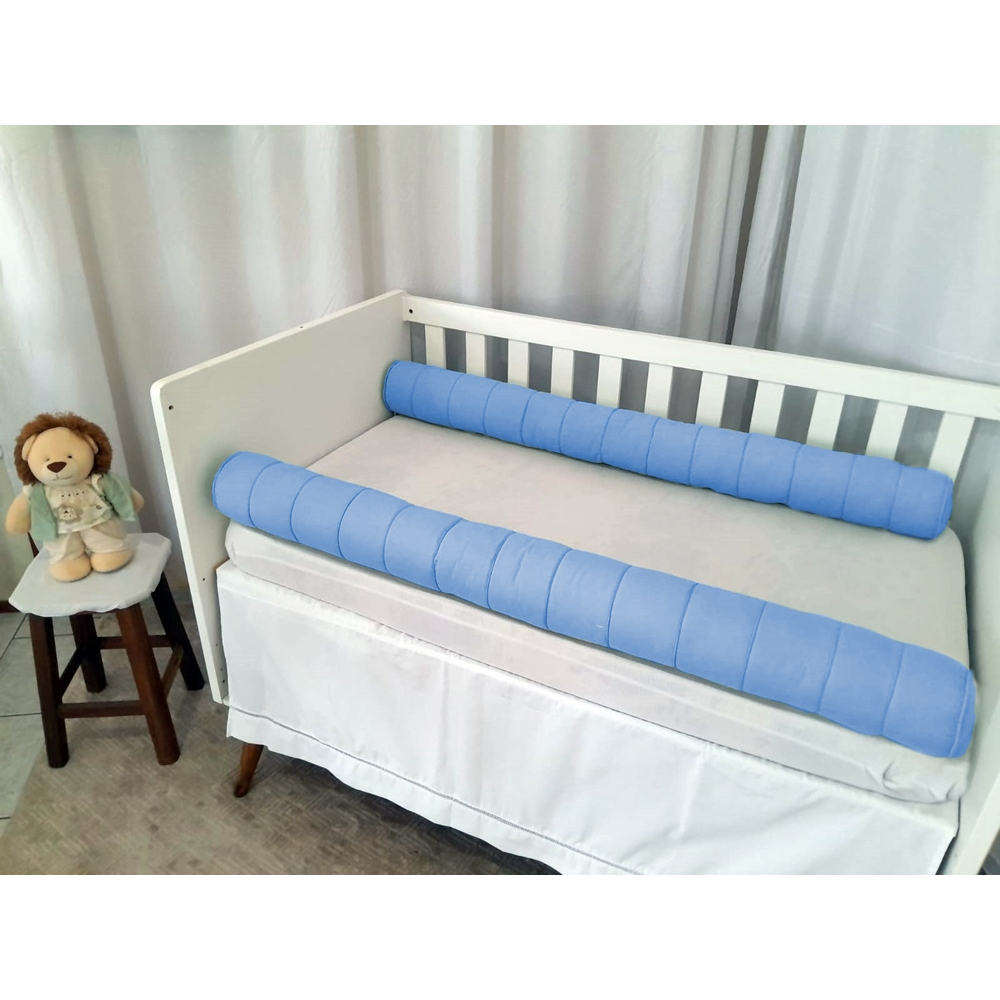 Dois Rolos Protetor Lateral 1,15m Para Cama De Solteiro - Azul | Shopee ...