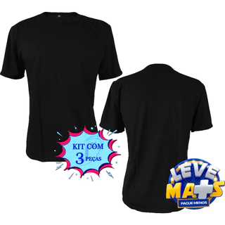 Camisa preta 100% Poliéster ideal p/ Sublimação Camiseta Masculino padrão ou Fem. Baby Look