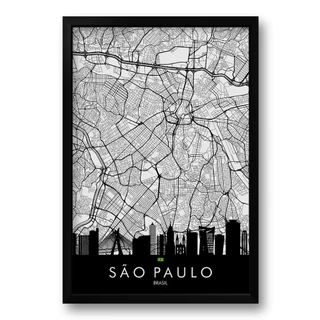 Quadro Mapa Urbano Cidade de São Paulo - 40x60cm