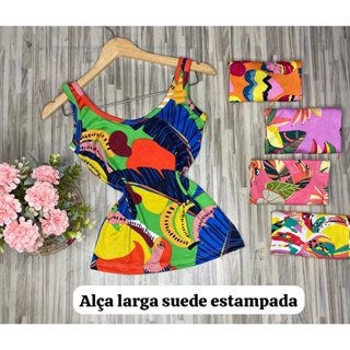 Blusa com Alça/ Regata/Alça Grossa/Estampada/Floral/Moda Verão