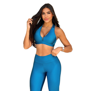 Conjunto Fitness PowerPulse - Top Gloss + Calça Legging Básica Gloss 