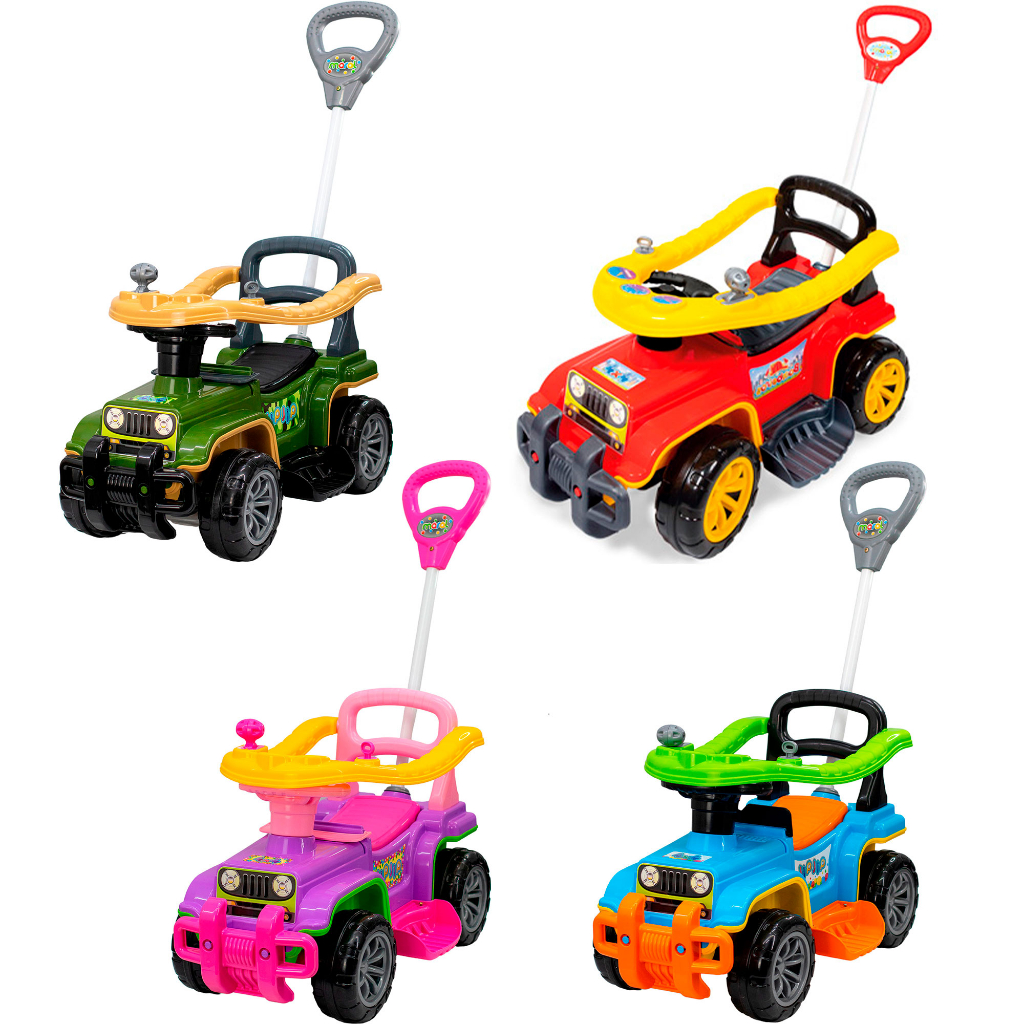 Carrinho De Passeio Infantil Jip Jip Com Empurrador Colorido