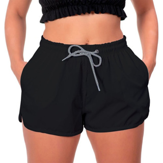 Short Feminino Tactel Para Caminhada, Saída De Praia, Academia